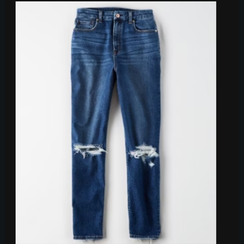 American Eagle Outfitters Dark Blue Distressed Skinny Jeans